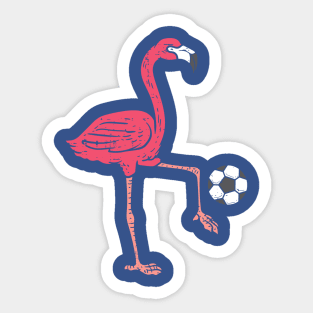 Flamingo Playing Soccer 1 Sticker